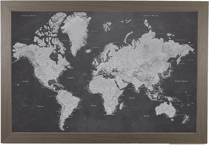 Push Pin Travel Maps - Stormy Dreams World - Barnwood Gray Framed Pin Map for Tracking Your Travels - 27.5" x 39.5" - 8 Handcrafted Frame Options - Made in USA - Ideal for Any Traveler