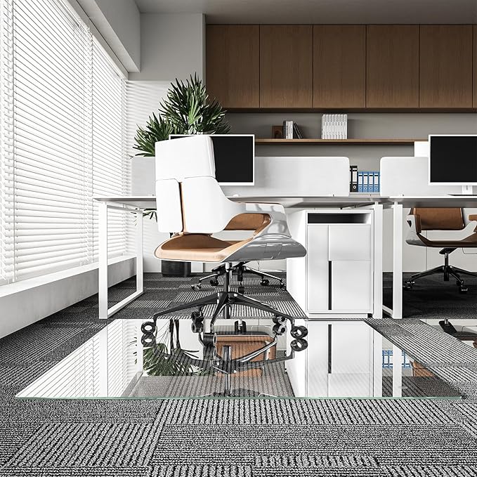 Koonmi Chair Mat for Carpet, Tempered Glass 46"x60" Office Chair Mat, Glass Chair Mats Protector with Rounded and Polished Edges,Ideal for Hardwood Floor, Carpet, Office, Desk, Rolling Chair