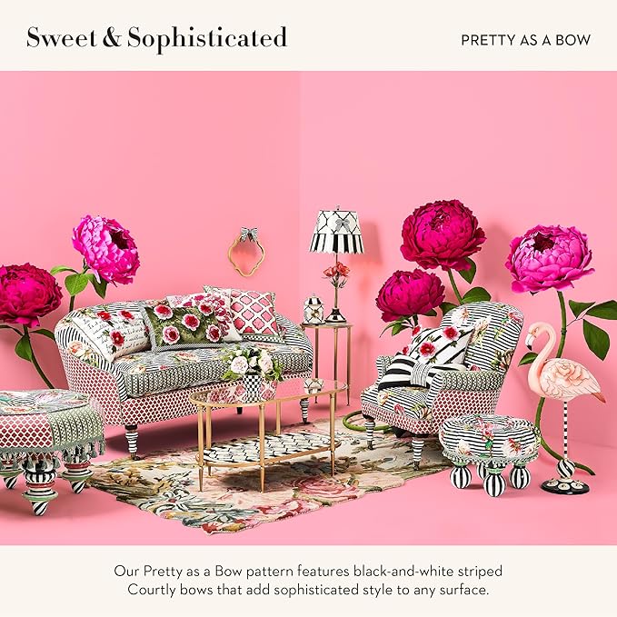 MACKENZIE-CHILDS Desk Clock, Decorative Wood Clock for Kitchen and Living Room, Pretty as a Bow