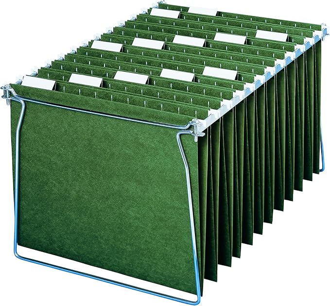 Smead Hanging File Folder, 1/5-Cut Adjustable Tab, Letter Size, Standard Green, Hanging Folders for Filing Cabinets, File Organizer Folder