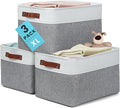OrganiHaus Extra Large Fabric Storage Baskets for Shelves 3 Pack, 16x13in Closet Storage Bins for Shelves, Canvas Baskets for Organizing, Linen Closet Organizers, Cloth Basket, Gray/Off-White