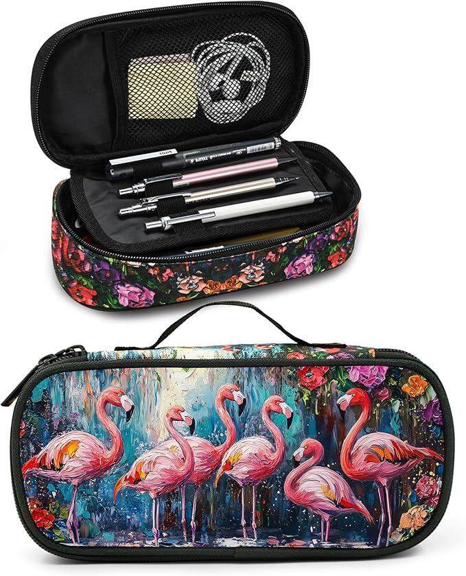 Flamingos Pencil Case Pencil Pouch Large Capacity Pen Bag School Office Organizer Stationery Storage Box For Girls Boys Teen Kids