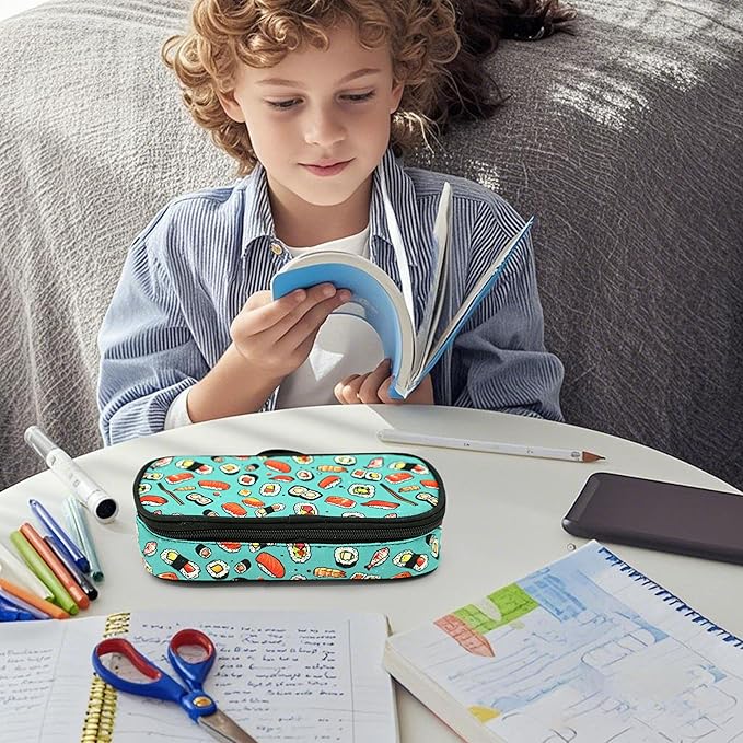 Sushi Pencil Case Pencil Pouch Large Capacity Pen Bag School Office Organizer Stationery Storage Box For Girls Boys Teen Kids