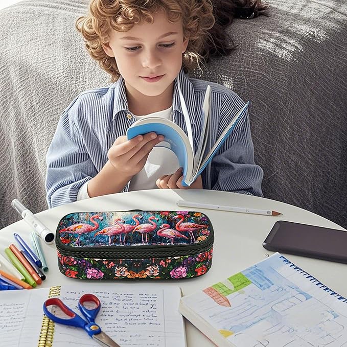 Flamingos Pencil Case Pencil Pouch Large Capacity Pen Bag School Office Organizer Stationery Storage Box For Girls Boys Teen Kids