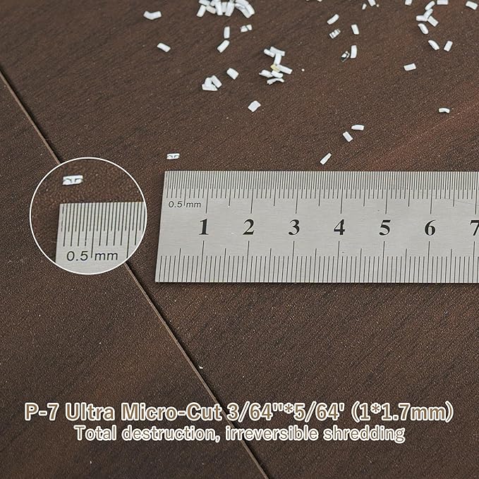 Professional Commercial Paper Shredder: P-7 Security Super Micro-Cut 1x1.7mm 7 Sheets/CDs/Cards/Staples 6-Gal Bin Heavy Duty for Home/Office/Industrial/Business Use-Confidential Documents