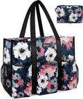 IBFUN Utility Tote Bag with 14/24 Pockets Zip Top Teacher Tote Bag for Teacher/Work Women