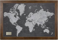 Personalized Stormy Dreams World Travel Map with Rustic Brown Frame