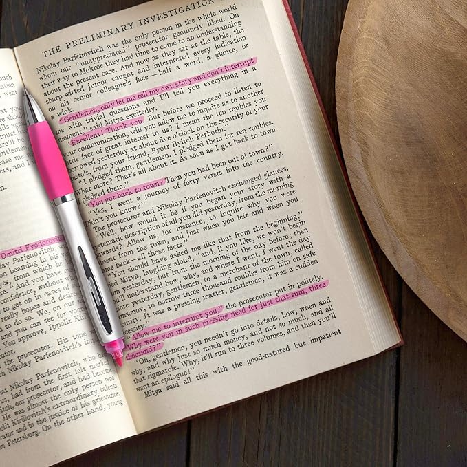 DISCOUNT PROMOS Personalized Plastic Highlighter Pens - 10 pack - Customizable Text, Logo - Pink