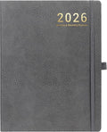 2026 Planner - 2026 Planner Weekly and Monthly, Jan. 2026 - Dec. 2026, 8.5" x 11", Leather Cover Planners with Thick Paper, Back Pocket with Notes Pages - Grey