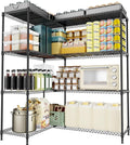 4 Tiers Storage Shelves Load 1200LBS, Metal Shelving Wire Metal Shelving Unit Shelves for Storage Adjustable Garage Shelving for Pantry Kitchen Garage Black 15.8" D x 33.5" W x 59.5" H