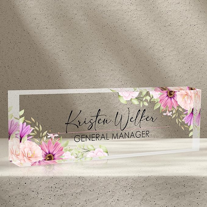 Personalized Desk Name Plates - Office Gifts for Teacher, Boss, Employee Appreciation - Chrysanthemum