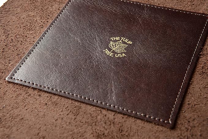 American Made Premium Leather Valet Tray, Folds Flat! Dice Rolling Basket and Organizer with Brass Rivets (Dark Walnut Brown, Medium)