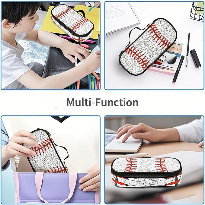 Baseball Pencil Case Pencil Pouch Large Capacity Pen Bag School Office Organizer Stationery Storage Box For Girls Boys Teen Kids