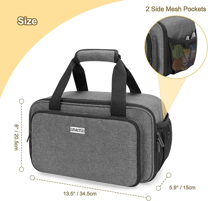 Case Organizer for up to 216 Markers, Large Bag With Carrying Handle, Holder (Length up to 5.1"), Aluminum Foil Liner Easy Cleaning, Patented Design (Grey)
