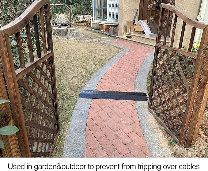 Medium 1 Piece - Floor Cord Cover Cord Protector Drop Over Drop Trak Cable Ramp for Office Warehouse - Black