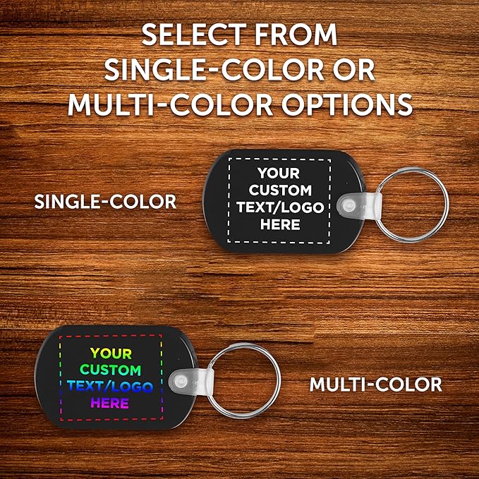 DISCOUNT PROMOS Tag Soft Plastic Keychains - 50 pack - Customizable Text, Logo - Small Key Tag Chain For Staying Organized - Rubber Key Ring Keychain – Black
