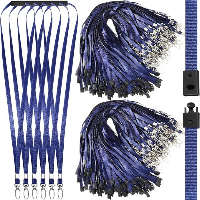 Harloon 150 Pcs Lanyards Breakaway Bulk Neck Flat Lanyard with Detachable Buckle and Clip Swivel Hooks for Badge Holder