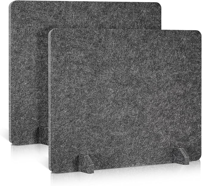 AMUSIGHT 2 Pack Acoustic Desk Dividers - 24" x 20" Freestanding Privacy Panels Set with Noise - Reducing Design Cubicle Sound Proof, Ideal for Office, Classroom, and Home (Dark Gray)