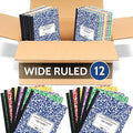 EPI 12 Pack - Assorted Colors Marble Composition Notebook - Wide Ruled 200 Page Note Book - 9.75 x 7.5 Inch Hardcover Journal with Sewn Binding for Secure Pages - Classroom Back To School Supplies