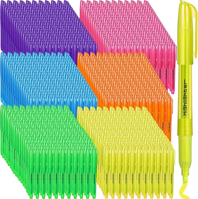 Thenshop 600 Pcs Highlighter Assorted Colors Bulk Colorful Highlighter Markers Bulk Pack Chisel Tip Fluorescent Pens for Office Supplies