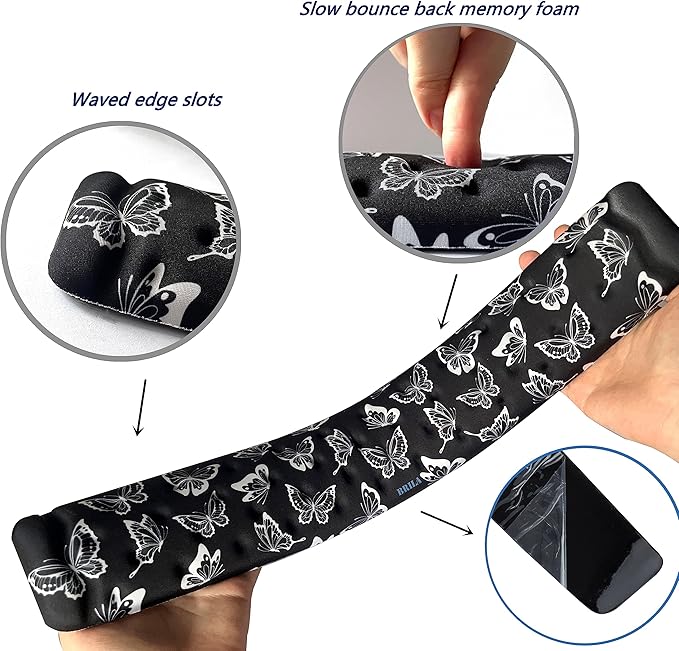 BRILA Keyboard Wrist Rest Support Cushion Pad for Computer, Laptop, Office Work, PC Gaming - Memory Foam Gel with Massage Holes Design - Non-Slip Easy Typing Wrist Pain Relief