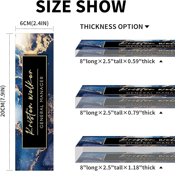 Personalized Custom Name Plate, Office Desk Decor for Women and Men, Employee Appreciation Gifts - Blue Marble