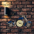 YCHTEWY-Vintage Metal Motorcycle Wall Clock - Battery Operated, Unique Home & Office Decor Gift, Stylish Art Deco Design(B)