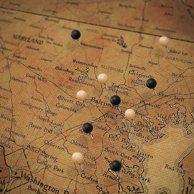 Conquest Maps Push Pin Maryland Map Board - With Push Pins to Mark Maryland Travels - Handmade in Ohio, USA - Design: Golden Aged