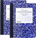 BAZIC Products Composition Book Blue Marble Unruled Ruled 100 Sheet Notebook, Blank Page Journal Comp Notebooks for School, 2-Pack