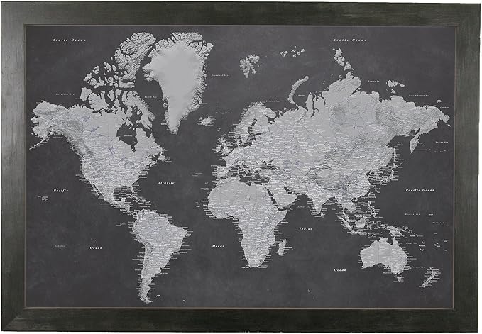 Push Pin Travel Maps - Stormy Dreams World - Rustic Black Framed Pin Map for Tracking Your Travels - 27.5" x 39.5" - 8 Handcrafted Frame Options - Made in USA - Ideal for Any Traveler