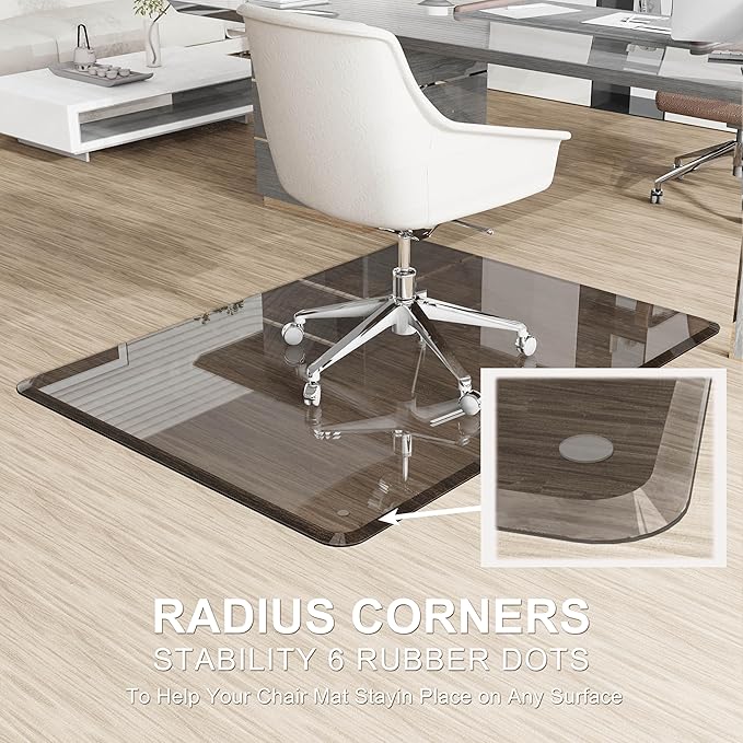 MESAILUP Beveled Edge Irregular Office Chair Mat for Carpet or Hardwood Floor Crystal Grey 36" x 48" for a Smooth Glide and Easy Roll On/Off, Heavy Duty and Non-Slip Floor Chair Mat