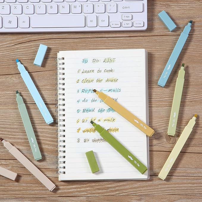 Mr. Pen- Aesthetic Highlighters, 8 Pack, Chisel Tip, Natural Vintage, Cute Highlighters Assorted Colors