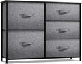 Sorbus Dresser with 5 Drawers - Chest Organizer Unit with Steel Frame Wood Top & Handle Easy Pull Fabric Bins for Clothes - Storage Furniture for Bedroom, Hallway, Living Room, Nursery & Closet