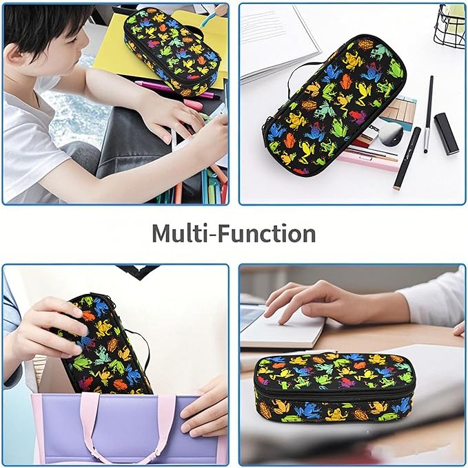Frogs Pencil Case Pencil Pouch Large Capacity Pen Bag School Office Organizer Stationery Storage Box For Girls Boys Teen Kids