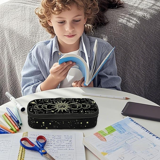 Moon Sun Pencil Case Pencil Pouch Large Capacity Pen Bag School Office Organizer Stationery Storage Box For Girls Boys Teen Kids