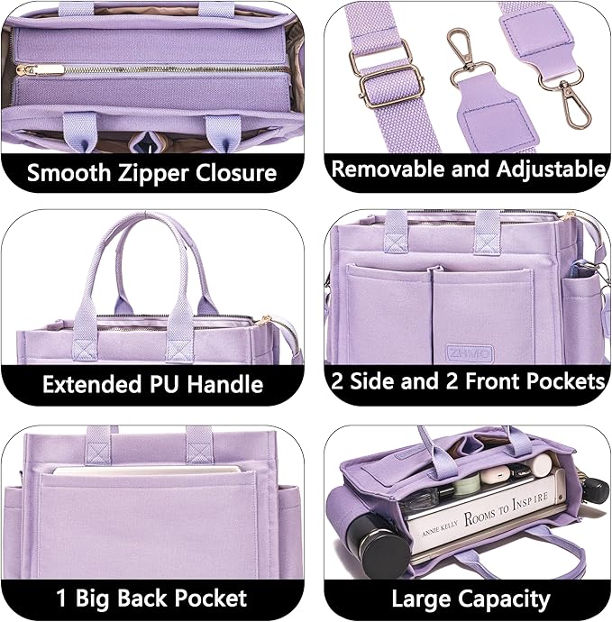 Canvas Tote Bag for Women,Women's Bags Crossbody Bags Work Laptop Tote Bag Large Handbags Purse for Travel Nurse Teacher