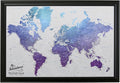 Canvas - Personalized Vibrant Violet World Push Pin Travel Map with Black Frame