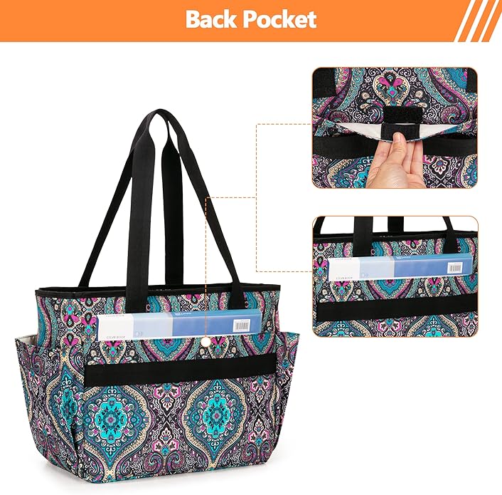 LoDrid Large File Folder Bag with Padded Sleeve for 15.6'' Laptop, File Organizer with Reinforced Straps for Work
