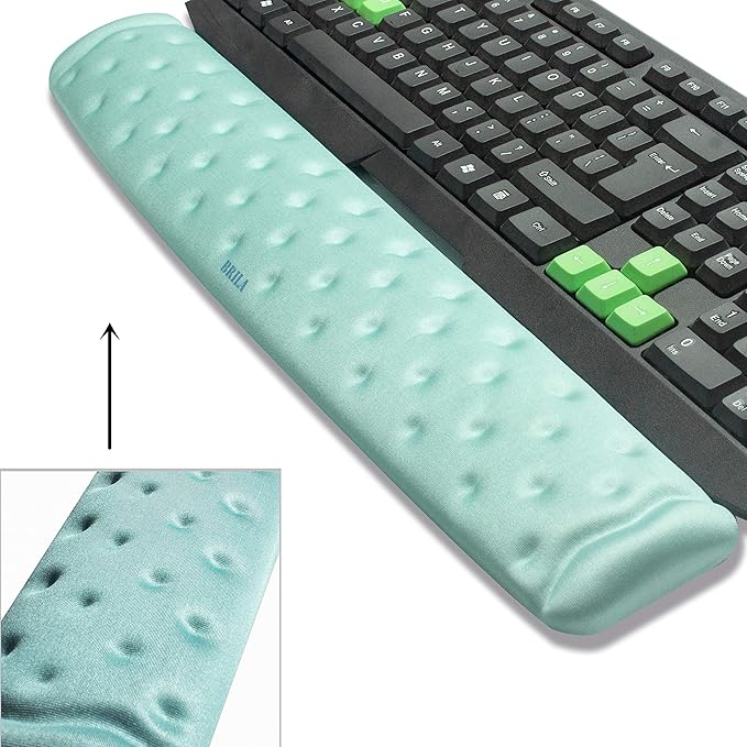 BRILA Memory Foam Keyboard Wrist Rest Support Pad Cushion for Computer, Laptop, Office Work, PC Gaming, Non-Slip Wrist Pain Relief (Aquamarine Keyboard Pad)