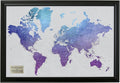 Personalized Vibrant Violet Watercolor World Travel Map with Black Frame