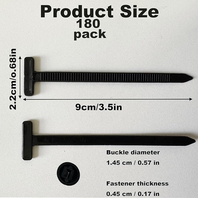 180PCS Nylon General Purpose Zip Tie Buckles with Pin and Button Design Locking Tie Mounts Heavy Duty Self Locking Zip Tie Mounts Multi Purpose Plastic Tie Tools for Automotive Daily Use