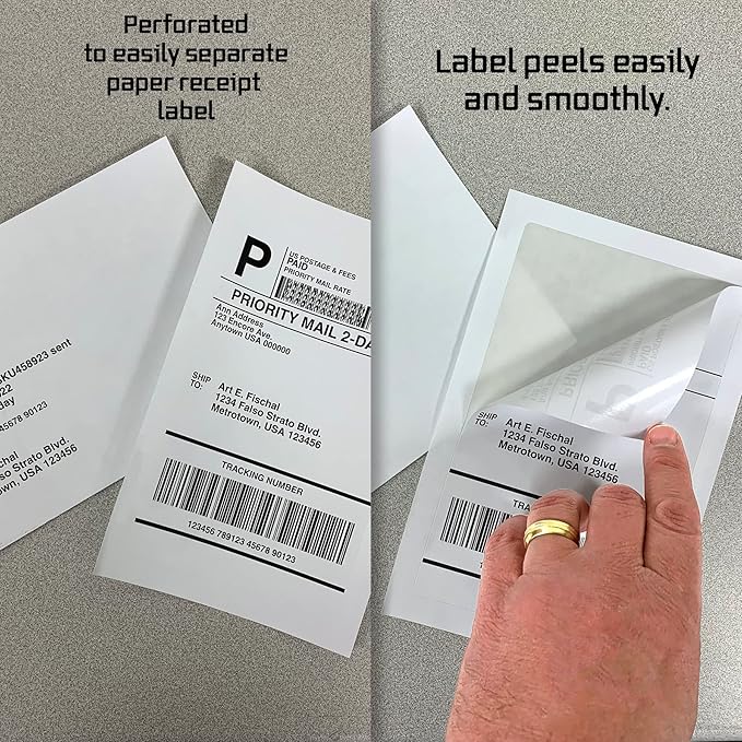Half Sheet FedEx Shipping Labels with Tear-Off Receipt from Blank Labels - 7.50" x 5.125" Label Size/Word Template 5127 / Inkjet & Laser Compatible - Labels per Sheet 1/1,000 Labels per Case