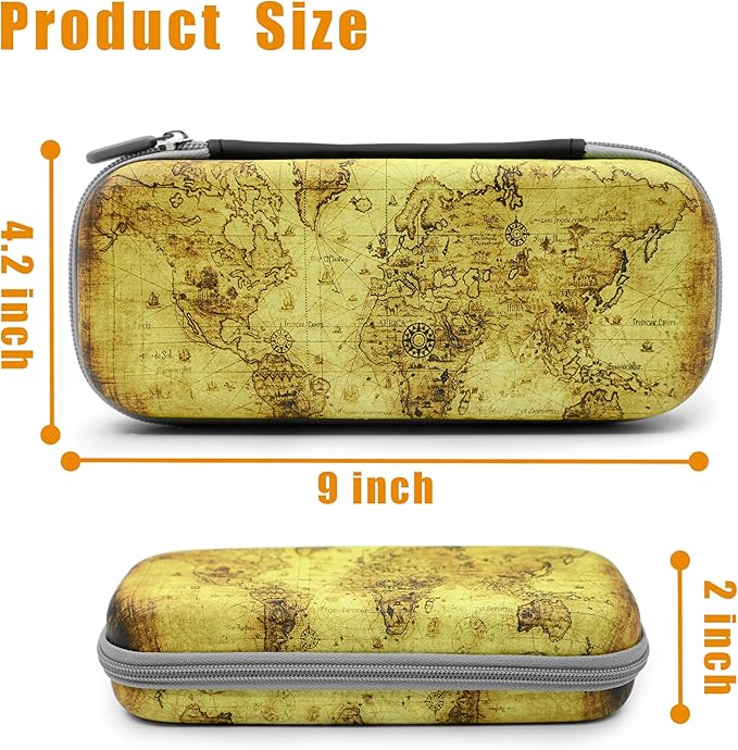 Retro Map Pencil Case Zip Pencil Box Multi Pouch Holder Desk Organizer For Boys Girls School Office