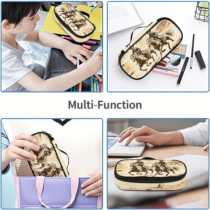 Western Pencil Case Pencil Pouch Large Capacity Pen Bag School Office Organizer Stationery Storage Box For Girls Boys Teen Kids