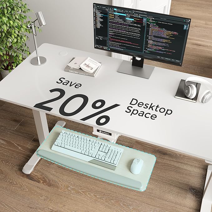 EUREKA ERGONOMIC Keyboard Tray Height Adjustable, Swivel Tilt Computer Keyboard Drawer Under Desk, 25x9.13'' Sliding Keyboard & Mouse Platform with Mouse Pad for Typing, Maple