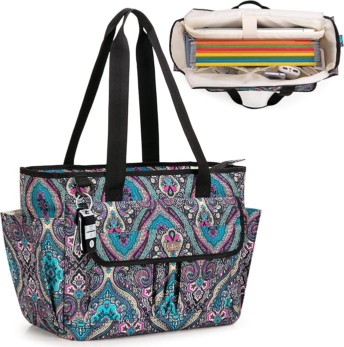 LoDrid Large File Folder Bag with Padded Sleeve for 15.6'' Laptop, File Organizer with Reinforced Straps for Work