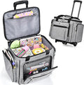 CAB55 Rolling Craft Bag, Tote Bag with Wheels for Women, Rolling Teacher Bag with Removable Folding Hand Truck (Grey)