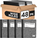 Composition Notebook Wide Ruled Composition Notebooks Bulk Black Marble Hard Cover Wide Ruled Notebook Paper Note Books For Schools Marble Composition Books 100 Sheets 200 Pages 9.75” x 7.25” (48 Pack)