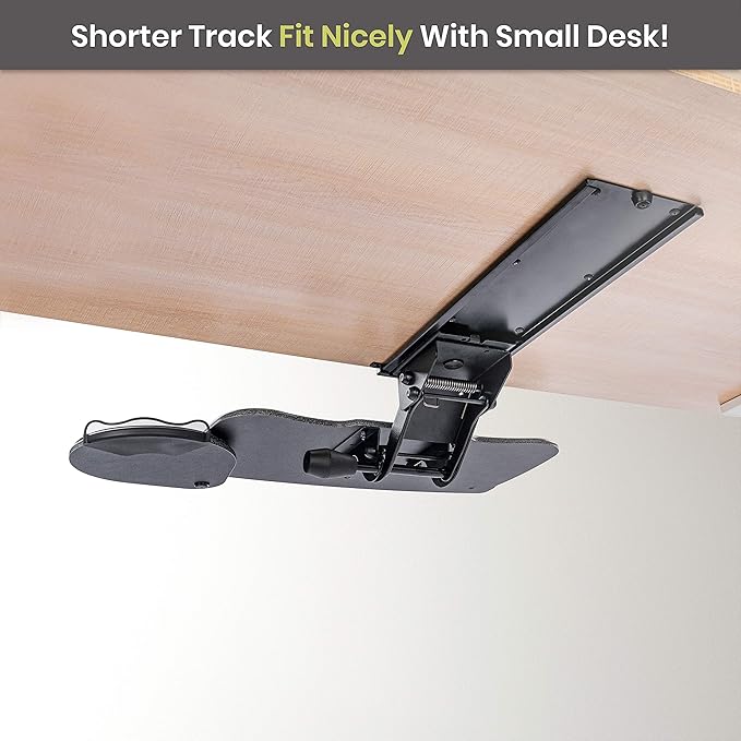 Under Desk Keyboard Tray, 27" x 11" Tray, 17.75" Track, One Knob Control, Undermount Sliding Computer Keyboard with Wrist Rest, Adjustable Height and ±15° Tilt