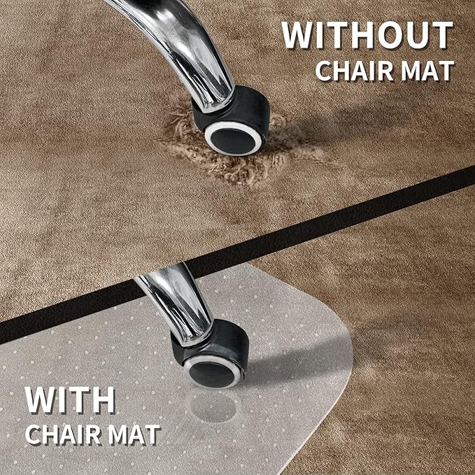 SHAREWIN Chair Mat for Carpeted Floor with Lip,47''×36'' PVC Carpet Protector for Low Pile Carpets Heavy Duty Effective Grip Anti-Slip,Won't Crack,Easy to Clean for Office and Home